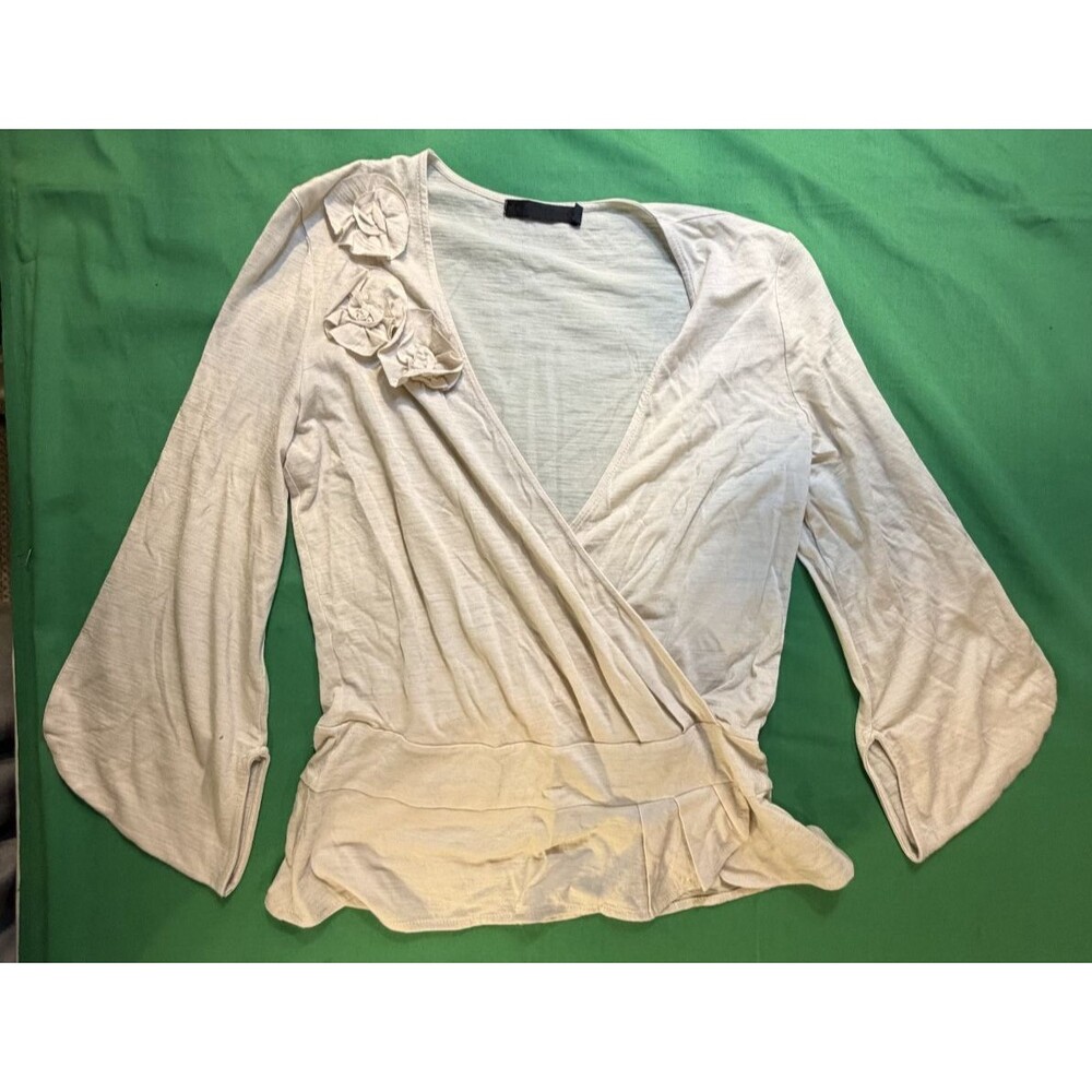 Wrap Beige Cream Long Sleeve Cardigan Size Medium